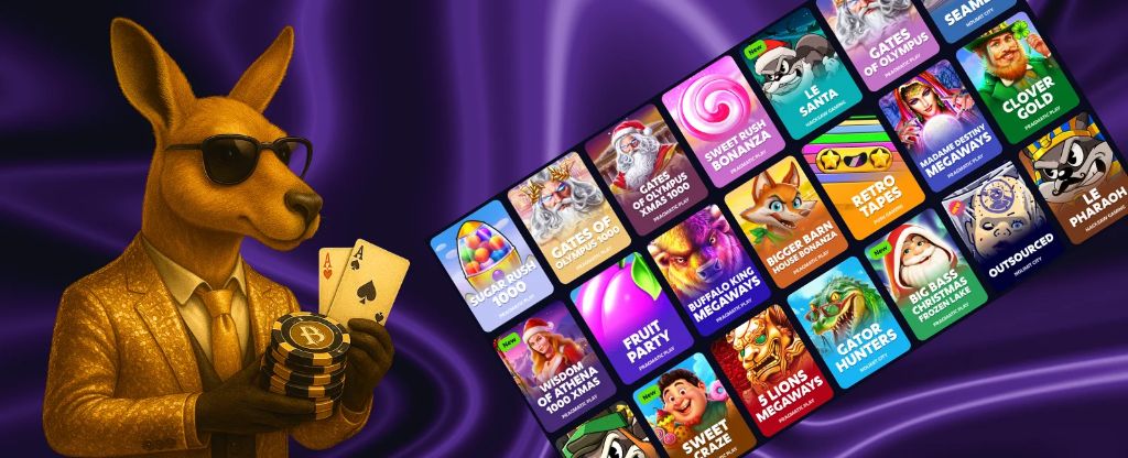 Catalogue de jeux Roobet Casino — slots populaires et kangourou mascotte